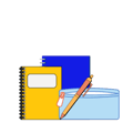 Icon of Books, Pencil case and Pen